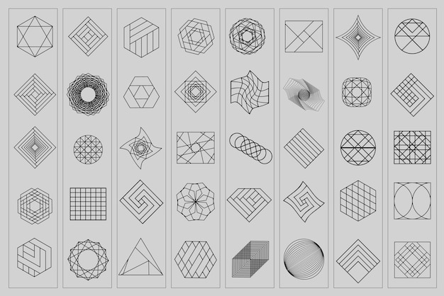 Set of geometric shapes. Trendy hipster background and logotypes. Religion, philosophy, spirituality, occultism symbols collection. Vector