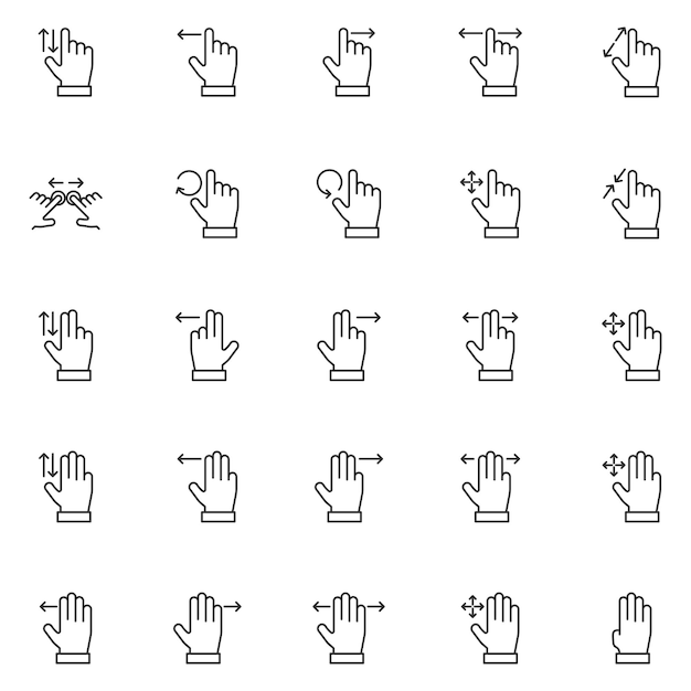 Set of gesture icons Click symbol modern simple vector icon for website design mobile app ui