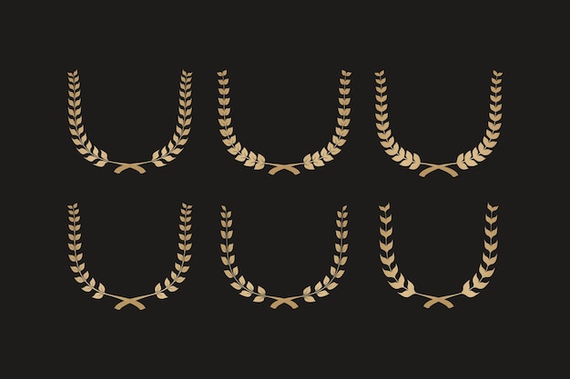 Set of golden laurel wreath Best nominee award champion award