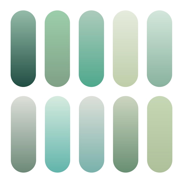 Set of green nature color gradients
