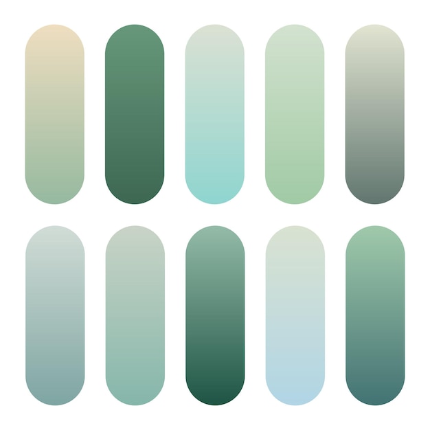 Set of green nature color gradients