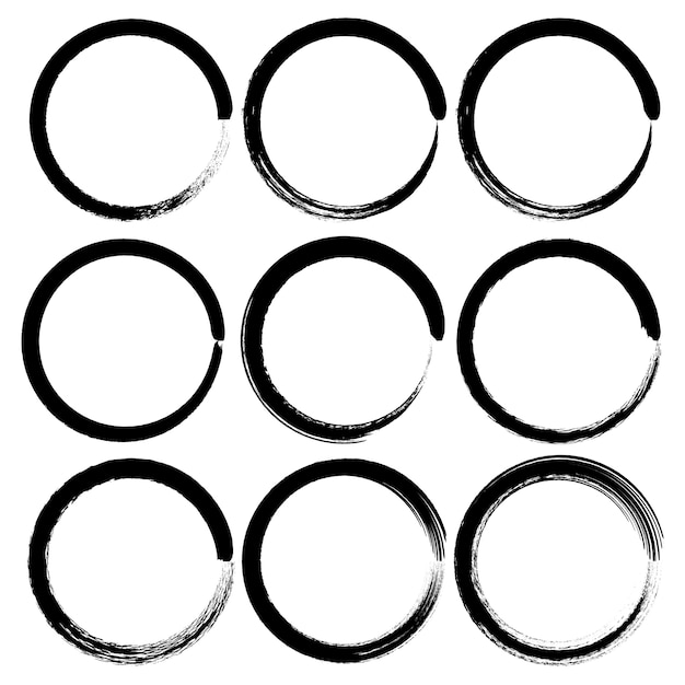 Set of grunge circles, Grunge round shapes.