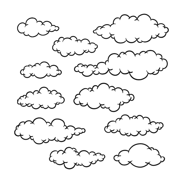 Set of hand drawn cloud vector