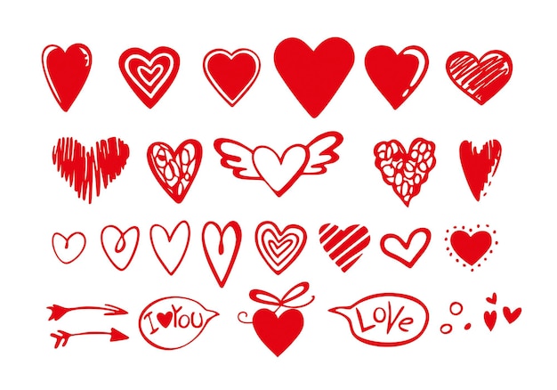 Set of hand drawn cute hearts vector illustration Mothers day greeting card wallpaper or gift wra