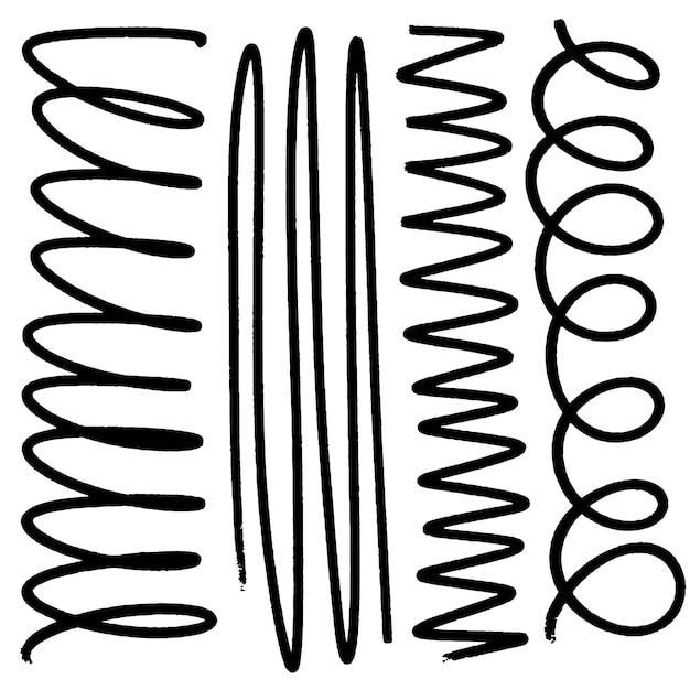 Set of hand drawn grunge design elements Hand draw brush lines