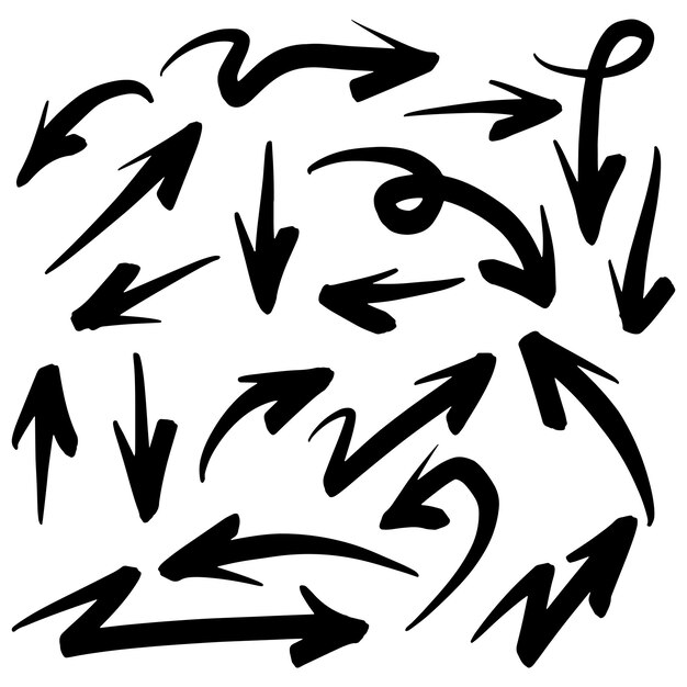 Set of Hand drawn vector arrows doodle on white backgrounddesign element vector illustration