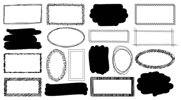 Set of handmade paper quotes Blank speech frames bubbles rectangle oval box square Square tex