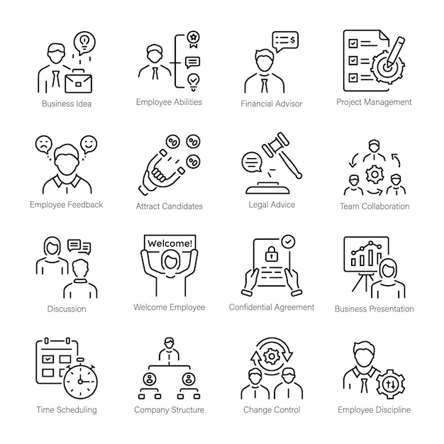 Set of HR Services Linear Icons