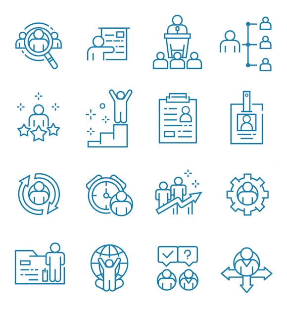 Set of human resources icons with outline style