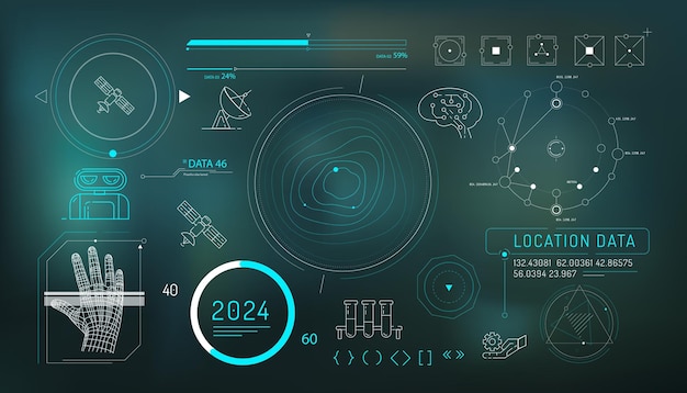 set of infographic elements about satellite internet and ai