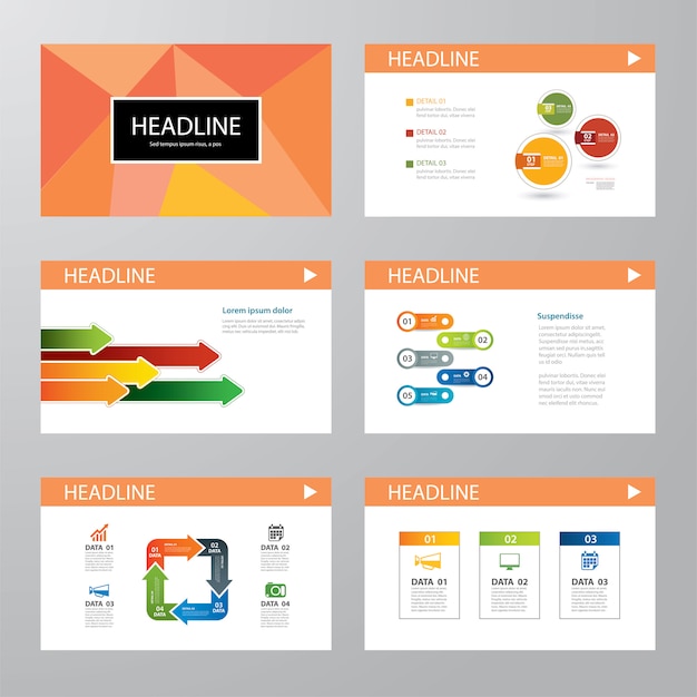 Set of infographic presentation template flat design