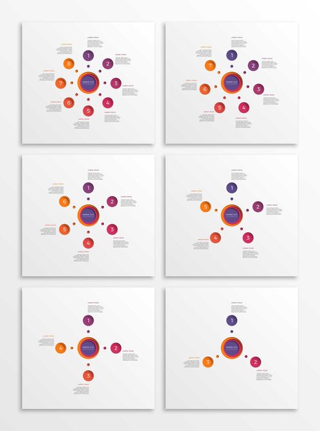 set of infographic templates with round realistic 3d paper cut elements business process diagram