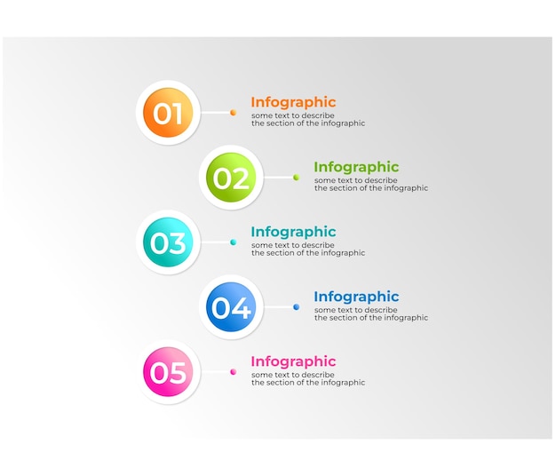 set of infographics template of your information in different colors with description text