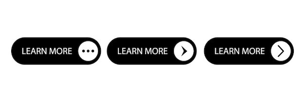 Set of learn more buttons Call for action buttons Learn more web site button Modern colorful