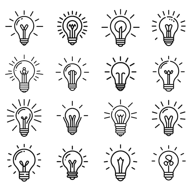 Set of light Bulb line icon vector isolated on white background Idea sign solution