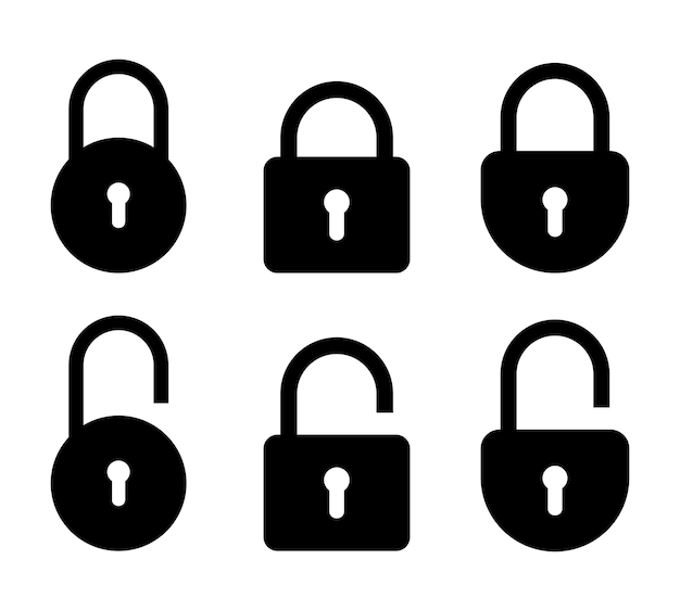 Set of lock and unlock icon Vector symbol on white background