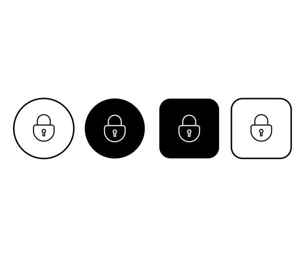 Set of lock buttons editable stroke A collection of padlock icons for access control security privacy and authentication screens