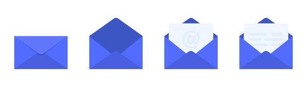 set of mail envelope icons. folded and unfolded envelope. mail and e-mail. email message