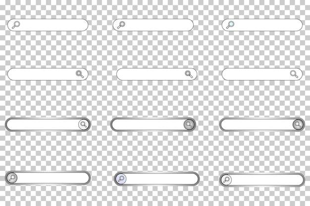 set of minimalist search bars with magnifying glass icons on transparent background highresolution vector design elements for web ui app interfaces and digital forms