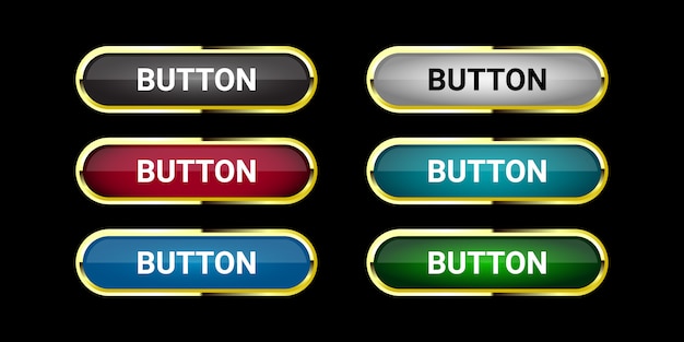 Set of modern and professional golden buttons for website and ux ui with shiny gradient effect