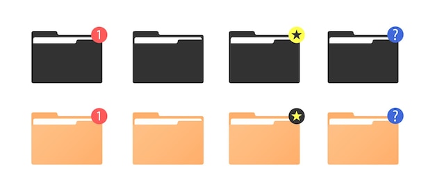 Set of modern folders icons for ui ux