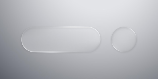 Set of modern frame elements in the style of liquid glass User interface element for ui ux design Glass morphism Transparent frames and buttons Vector illustration