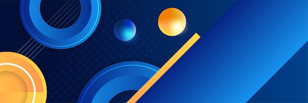 Set of modern memphis geometric blue abstract banner design background