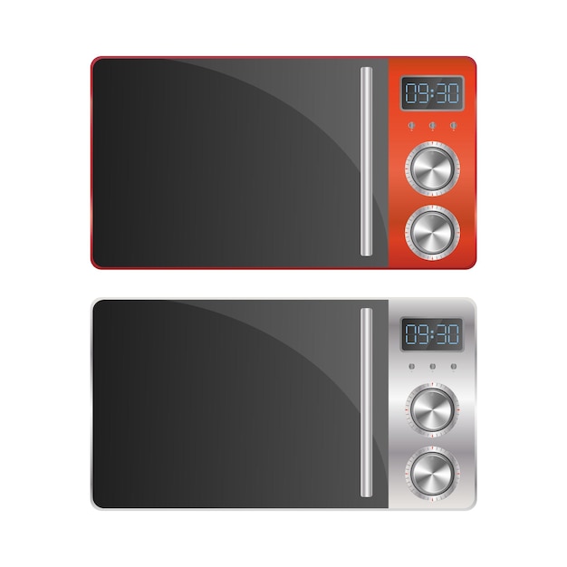 set of modern microwaves. stylish microwave isolated on a white background. realistic vector.