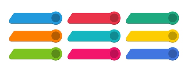 Set of modern multicolored buttons for website. Blank template of web buttons.