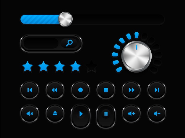 Set of modern trendy smoothy vector buttons for apps and website designs.