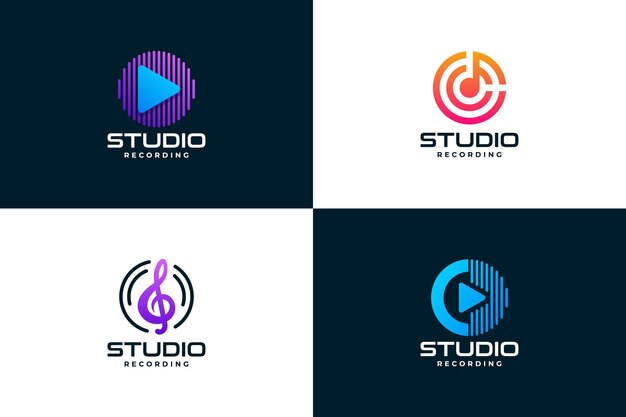 Set of music logo design collection Audio player element design