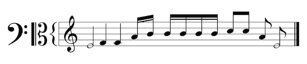 Set of music notes vector. Musical note. Set of music elements. Treble clef, Alto and Tenor clefs