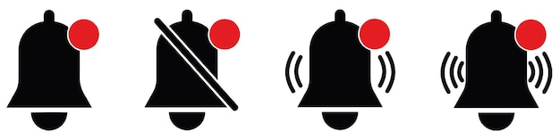set of notification bell icons notification bell for incoming message new notification for social media reminder alarm sign notification call message bell icons for apps and websites vector