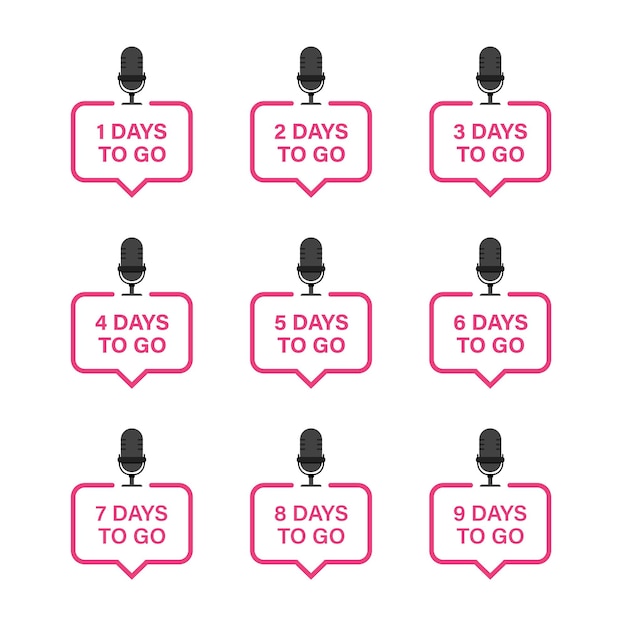 Set of number days left countdown on white background. Vector illustration