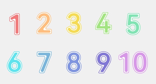 Set of numbers from 0 to 9 in flat style
