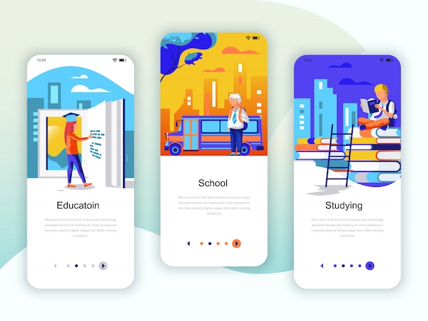 set of onboarding screens user interface kit