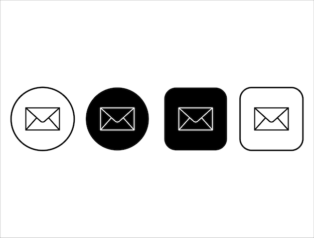 set of outline email icons buttons envelope pictogram editable strokexd