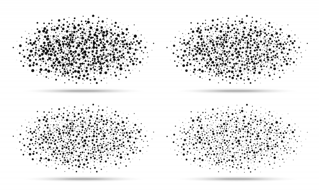 Set of oval blots with circle dots, illustration