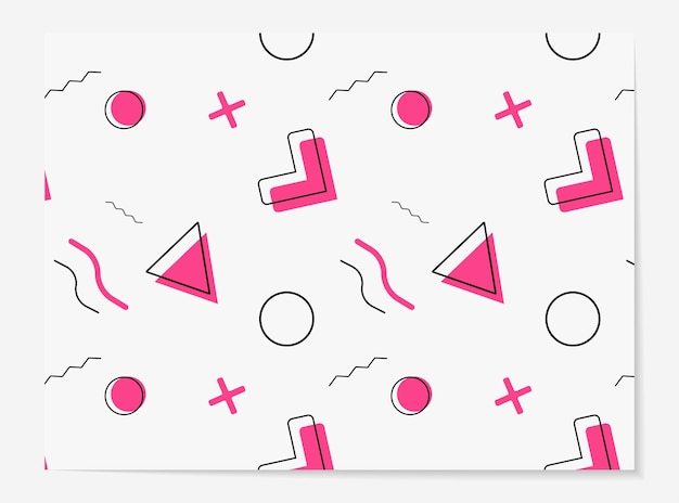 Set of patterns in memphis style Patterns with geometric elements