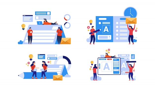 set of people do business concept illustration. element design with finance or business concept for website development or social media advertising.