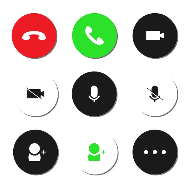 Set of phone call icons in flat style vector illustration