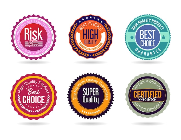 Set of premium quality colorful vector badges stock illustration