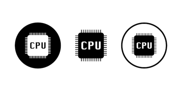Set of processor icon CPU computer tech illustration Vector icon of CPU processor