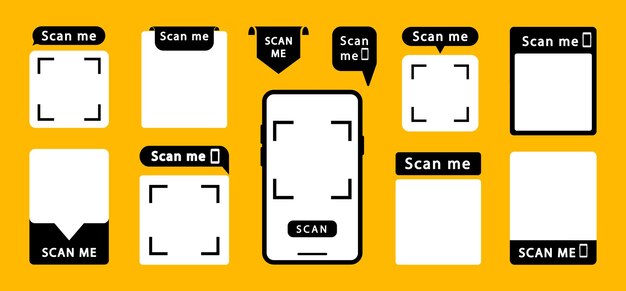 set of qr codes with inscription scan me with smartphone