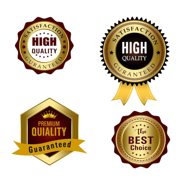 set of quality badges and labels design elements golden badge labels and laurel vintage collection