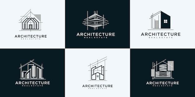 set of real estate architecture logo design inspiration