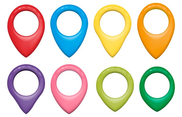 Set of realistic 3d mark location Locate pin gps map Vector illustration