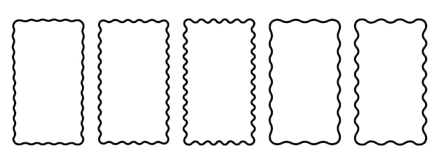 Set of rectangle frames with wavy edges Rectangular shapes with wiggly borders