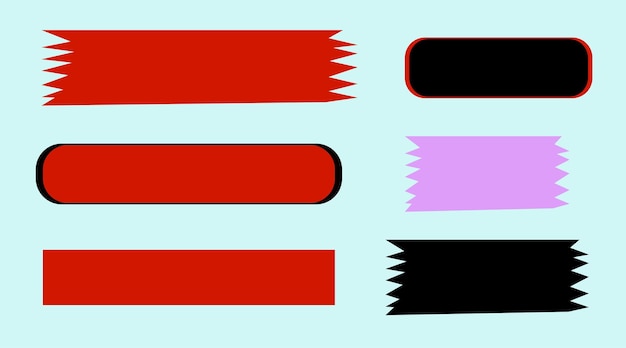 set of red and black purple labels ribbon templates