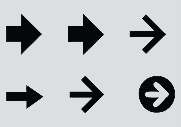 set of right-pointing arrow icons in different styles